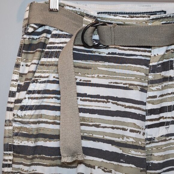 3/$20 WearFirst Camo Striped Cargo Shorts Survivor Belted Sporty Hiking Utility - Picture 2 of 10